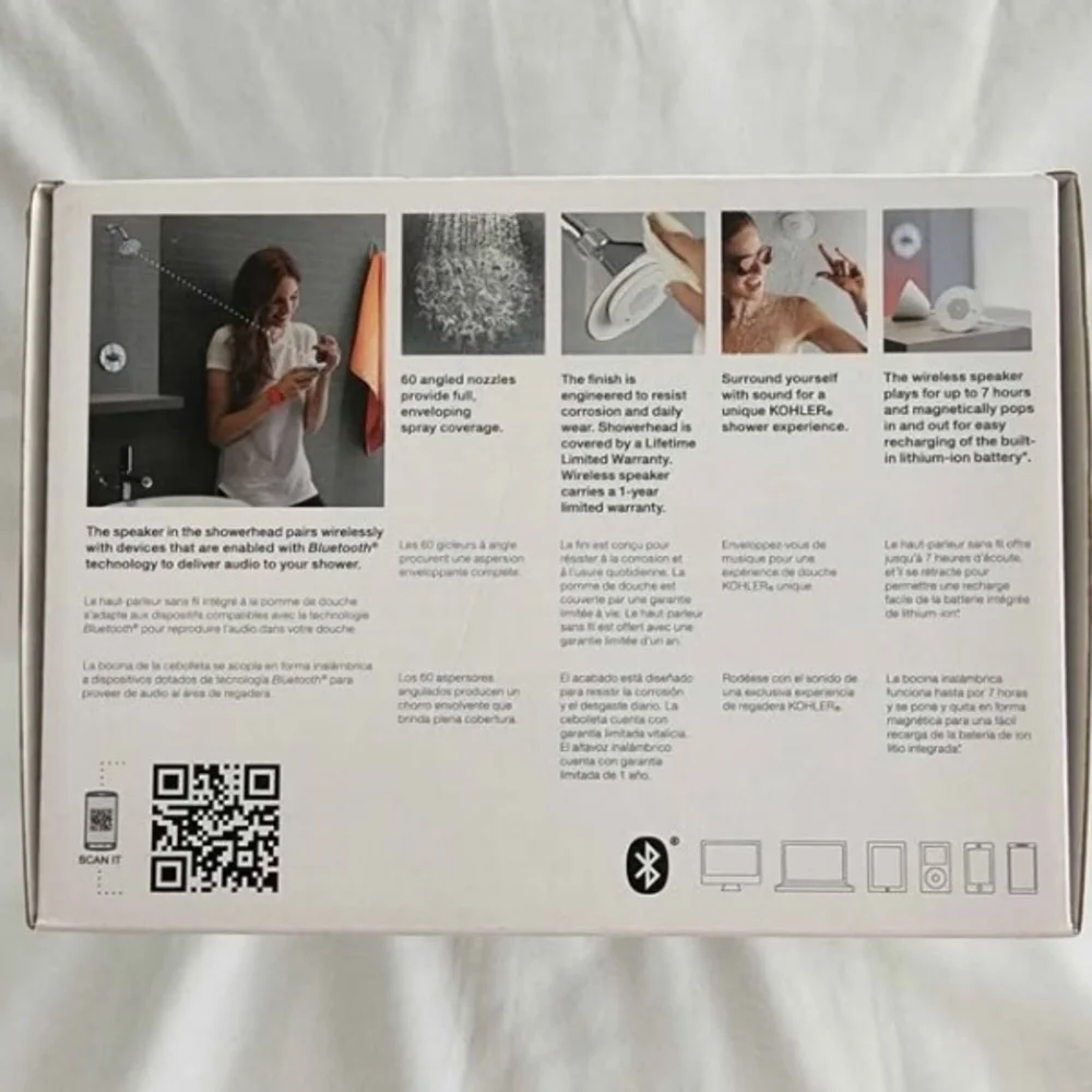 NWT Kohler Moxie Showerhead Wireless Bluetooth Speaker Chrome #G0224 - Picture 4 of 5